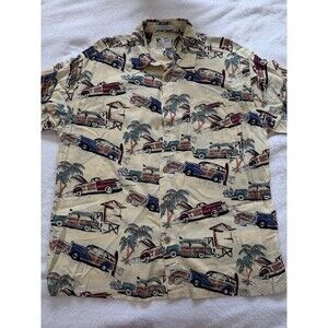 M.E. Sport Men’s Hawaiian Aloha Shirt – Size XL – Woody Car Surf Tropical Print